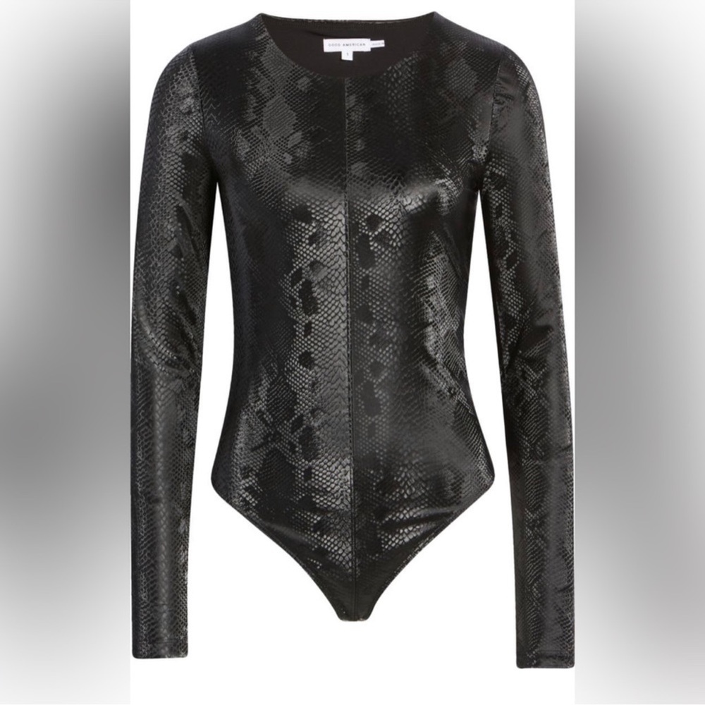 NWOT Good American Black Fitted Long Sleeve Bodysuit